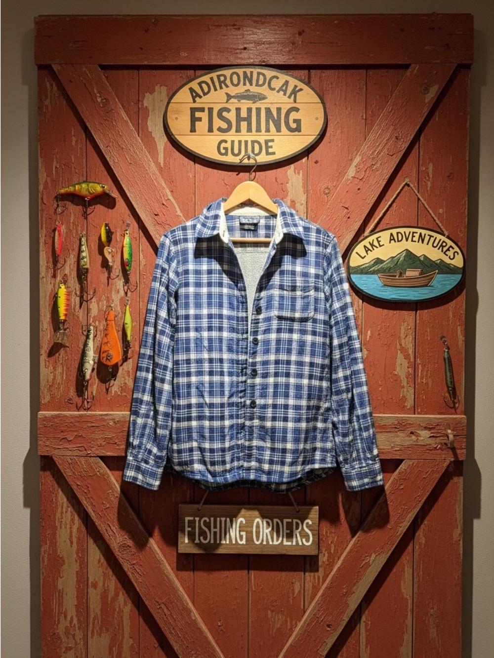L.L. Bean Blue and White Plaid Button-Up Jacket
